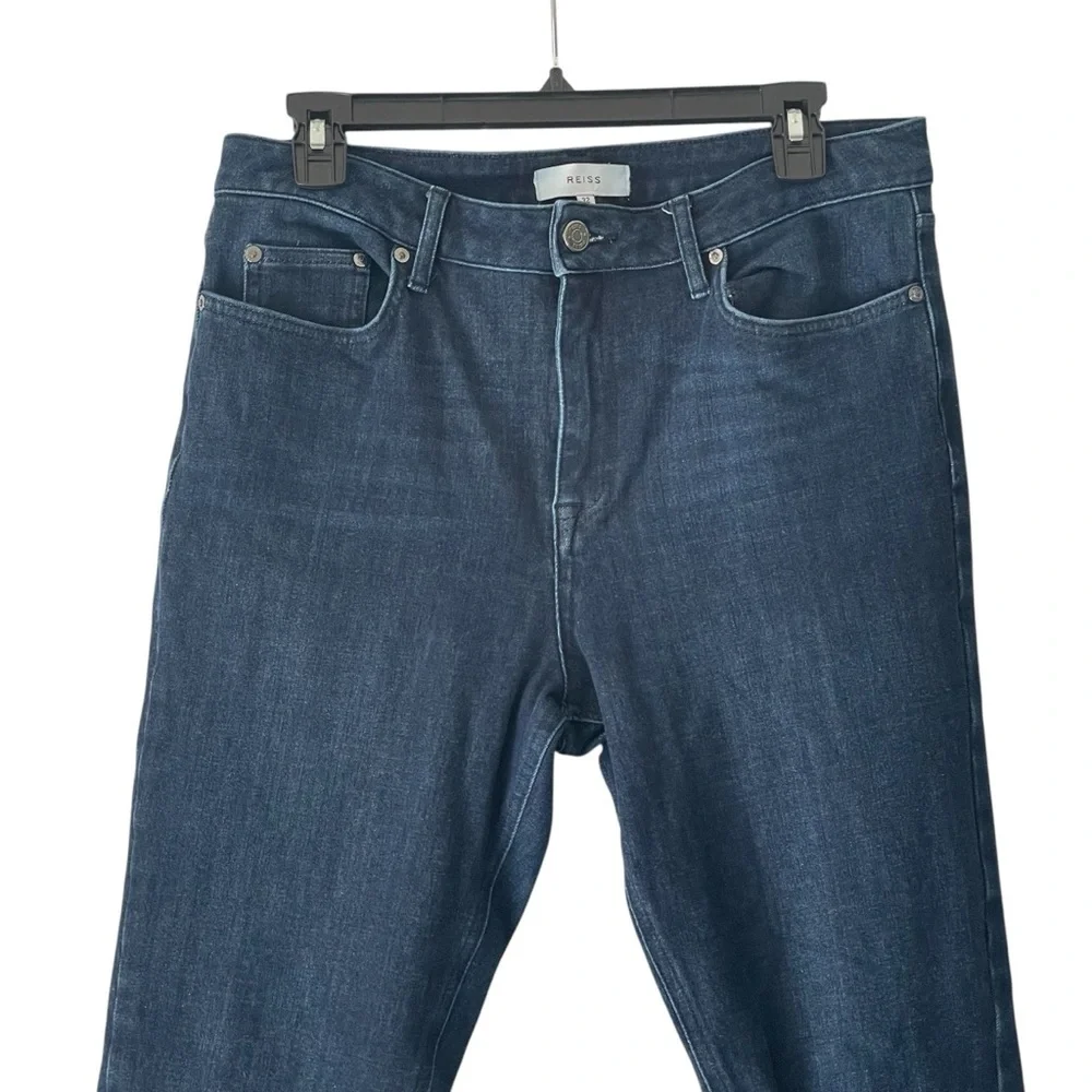 Reiss Skye High Rise Cotton Blend Skinny Dark Blue Wash Denim‎ Jeans Women Sz 32